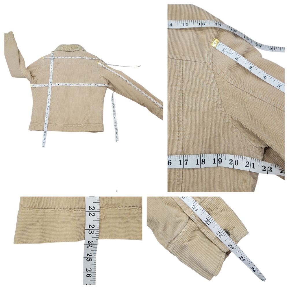 Roots 73 Corduroy Sherpa Collar Trucker Jacket Tan Quilted Lined Barn Women’s L - Picture 15 of 16